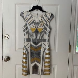 Arden B brand new angular gold foil dress
